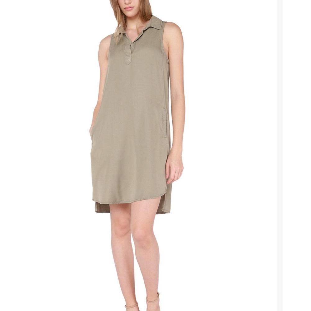 CYNTHIA ROWLEY Pullover Polo Collar Sleeveless Dress Beige S Small EUC